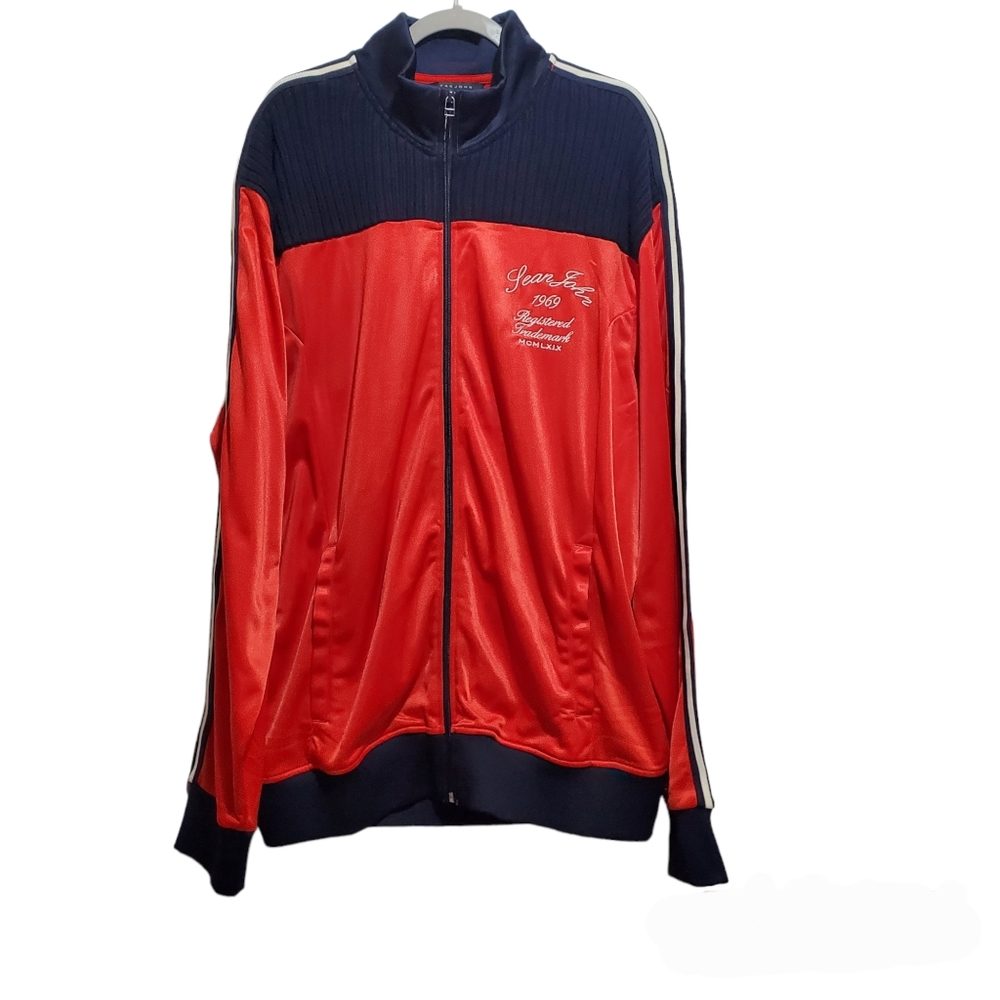 Sean John Mens Red Long Sleeve Collared Track Jacket Size 3XL